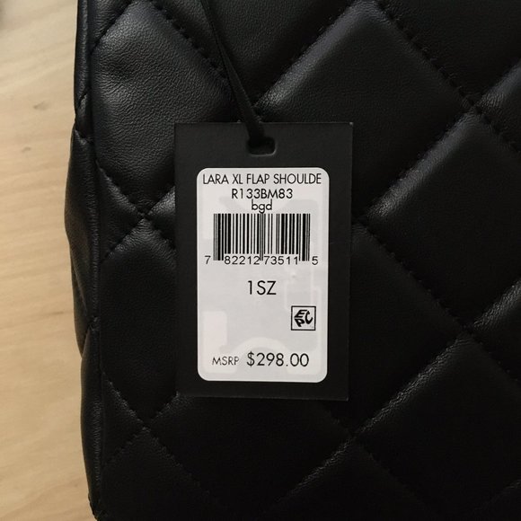 NWT DKNY Lara Large Lamb Skin Quilted Flap Bag Black - Picture 10 of 10